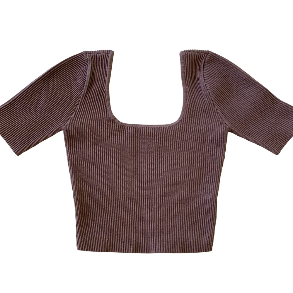 Aritzia Babaton Ribbed Crop Top Women XXS Square Neck Stretch Basics Capsule